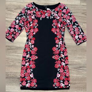 NWT! White House Black Market Reversible Floral Black and Red Sheath Dress MP